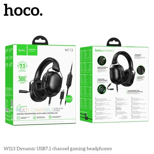 hoco w113 7.1 USB GAMING HEADPHONES WITH WIRE CONTROLLER premium product