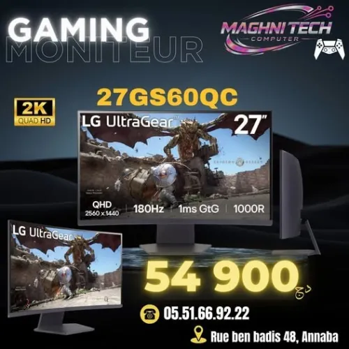 LG 27GS60QC-B  Écran Gaming 27 QHD Incurvé