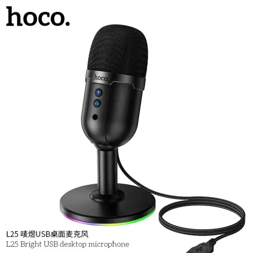 hoco premium product L25 360 Omnidirectional RGB Desktop USB-A Microphone
