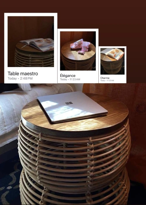 ***RÉDUCTION***Table en rotin véritable fait main , Artisanat unique