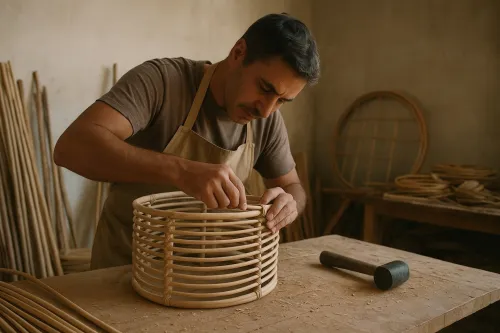 ***RÉDUCTION***Table en rotin véritable fait main , Artisanat unique