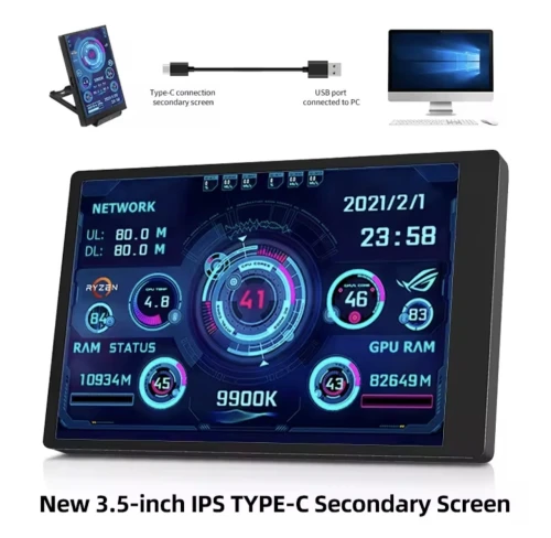 Mini Écran IPS 3.5 USB Moniteur de Performance PC