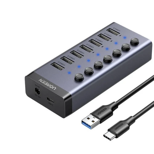 HUB UGREEN USB-C TO 7-Port USB 3.0 DC 12V