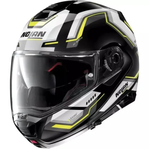 CASQUE NOLAN N100-5 UPWIND N-COM 62 NOIR BRILLANT JAUNE. "ORIGINAL"