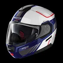 casque nolan N90-3 VOYAGER N-COM 020 BLANC METAL-BLEU. "Original"