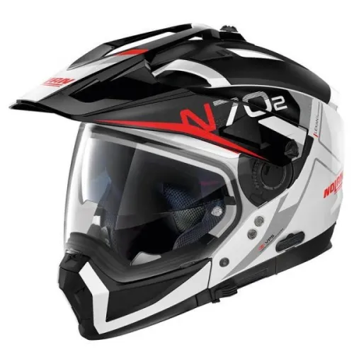 CASQUE NOLAN N70-2 GT BUNGEE N-COM 039 BLANC METAL-NOIR-ROUGE. "Original"