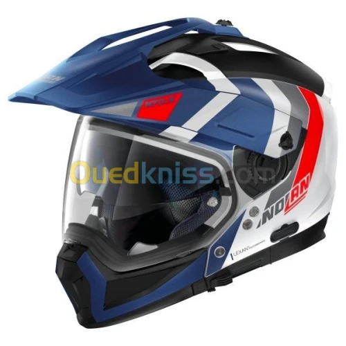 CASQUE NOLAN N70-2 X DECURIO N-COM 033 BLANC METAL-BLEU-ROUGE. "Original"