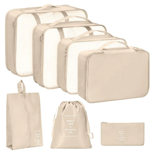 Sacs de Rangement de valise 7 pièces en Polyester - noir- blue-rose -vert-GRIS-BIEGE