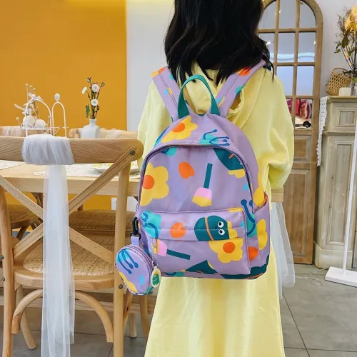 Sac À Dos  graphique de dessin animé pour enfants, étui à monnaie, fleur, mode