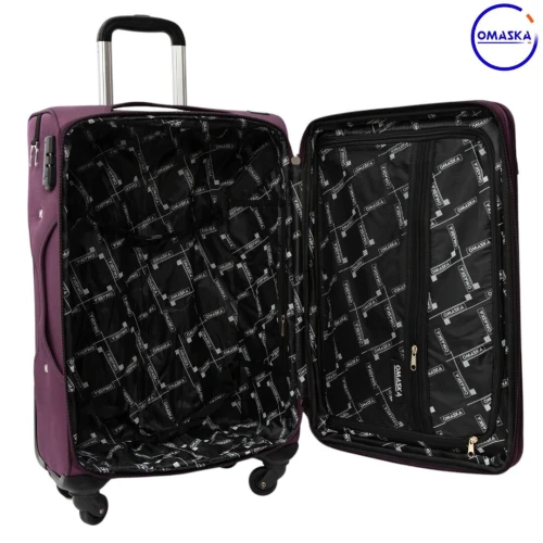 PACK 5 ARTICL OMASKA DE VOYAGE --SERIE VALISE 3 PIECES TISSU-RANGEMENT -SANGLE -OREILLER -BALANCE