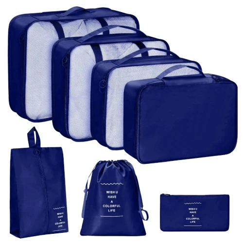 Sacs de Rangement de valise 7 pièces en Polyester - noir- blue-rose -vert-