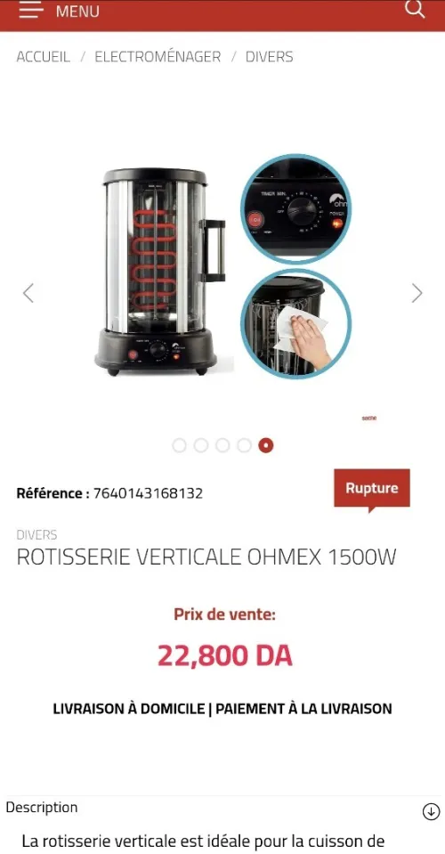 Rôtisserie verticale Domo Clip