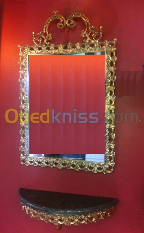 Console murale avec miroir en bronze