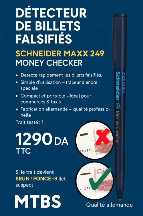Stylo Schneider Détecteur de billets de banque bleu