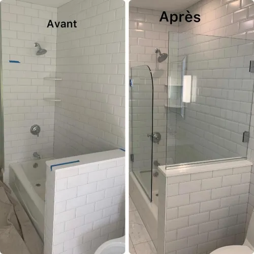 cabine douche garde-corps 