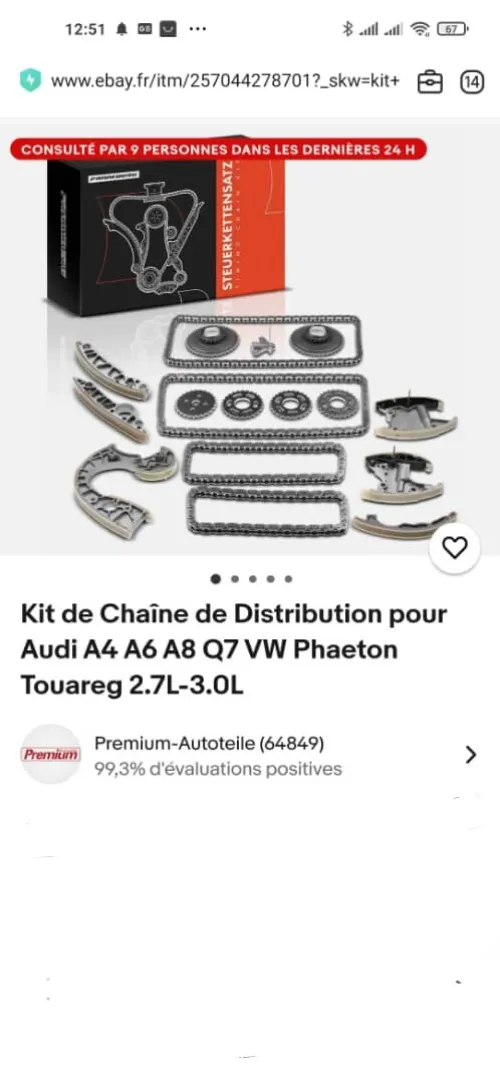 Kit de Chaîne de Distribution pour Audi A4 A6 A8 Q7 VW Phaeton Touareg 2.7L-3.0L