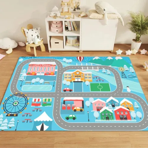 Tapis de Jeu Circuit Voiture pour Enfants 120x155cm  سجادة لعب للأطفال على شكل مسار سيارات