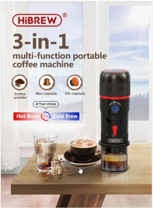 Machine à café portable  Hibrew pour voiture et maison, cafetière expresso DC12V Fit Ncomputing, capsule de café en poudre Dolce Pod H4