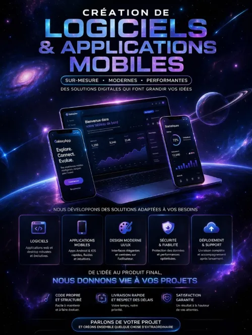 création des logiciels et applications mobiles