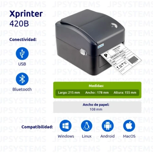 IMPRIMANTE CODE A BARE XPRINTER XP-420B USB + BLUETOOTH bordereau E-COMMERCE 100X100MM /150X100MM