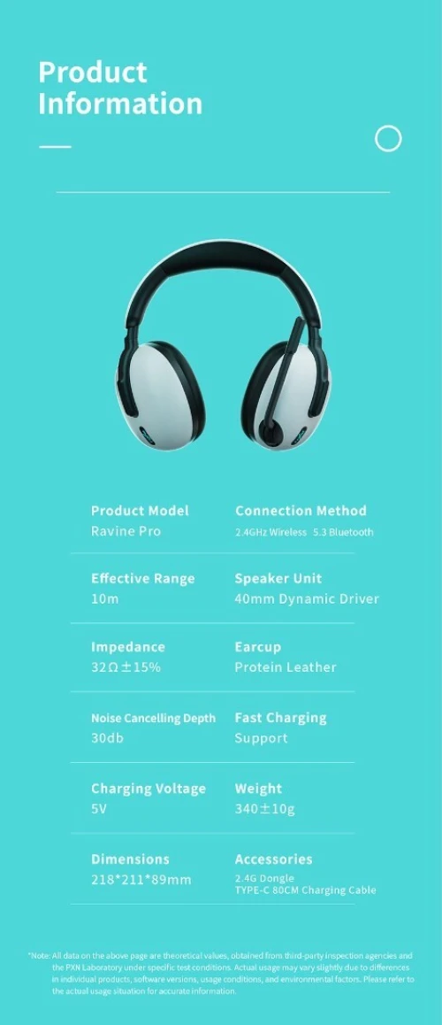 Casque de jeu sans fil PXN 308E 2,4 GHz, éclairage RVB, USB 2,4G et Type-C / PC, PS4, PS5, NTs, Mac,
