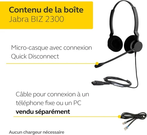 JABRA BIZ2300/CLEYVER STEREO QD Casque Filaire avec Microphone Antibruit Pour PC / Téléphones FIX ..