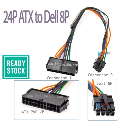 ADAPATATEUR ALIMENTATION PC DELL ET LENOVO  ATX24PIN TO 10PIN  / ATX24PIN TO 8PIN