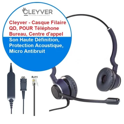 JABRA BIZ2300/CLEYVER STEREO QD Casque Filaire avec Microphone Antibruit Pour PC / Téléphones FIX ..