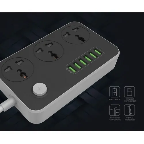 MULTIPRISE LDNIO SE3604 3 PRISES + 6 USB 2500W