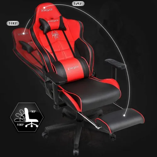 KIROGI SIÉGE GAMING 2076 XL - ACCOUDOIR 5D - REPOSE-PIEDS - ROTATION À 360 - ERGONOMIQUE - ROUGE