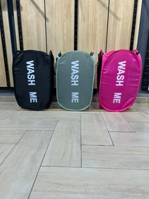 Paniers à linge pliable avec poches/سلة غسيل الملابس قابلة للطي