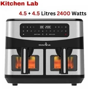 Friteuse à Air Sans Huile Kitchen Lab Multifonction - 9L 2400W à 2 Paniers Bacs قلاية هوائية
