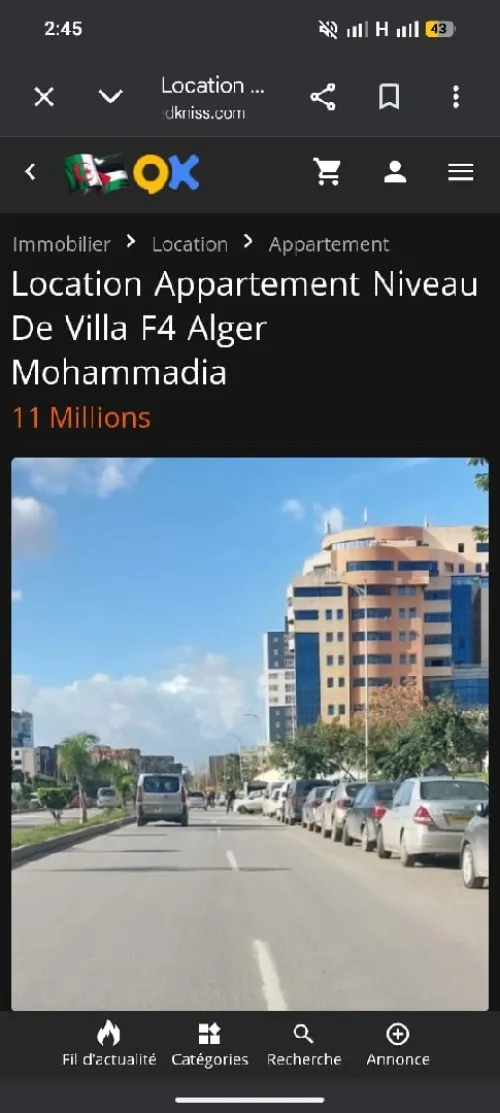 Location Appartement Niveau de villa F4 Alger Bab ezzouar