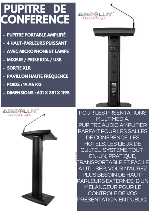 Pupitre de conférence sonorisé 