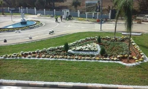 aménagement place public, jardin et rond-point  