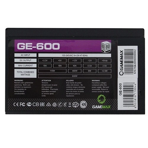 ALIMENTATION GAMEMAX GE-600 600W