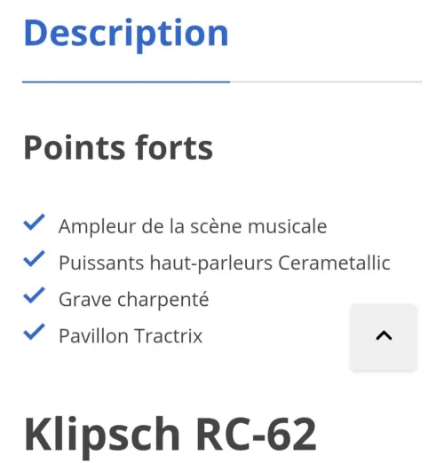 Enceinte Centrale klipsch rc62ii