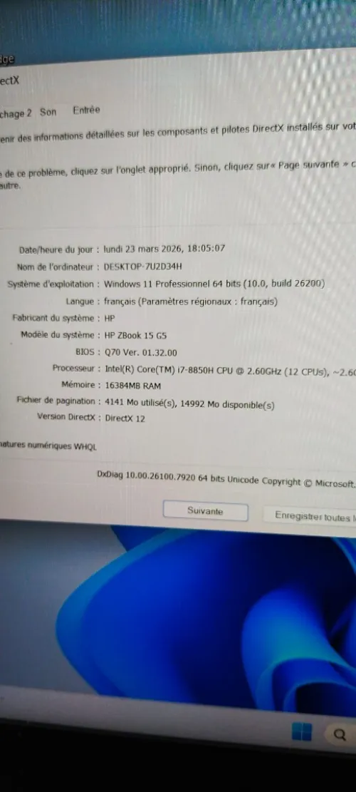 HP ZBOOK 15 G5 I7 8eme