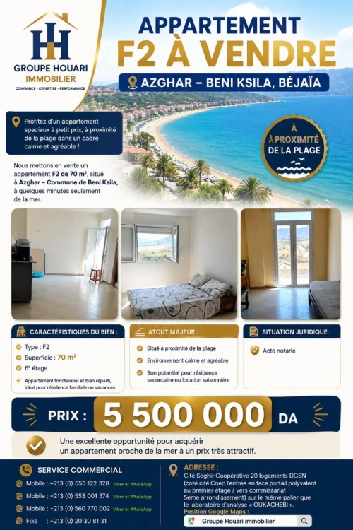 Vente Appartement F2 Béjaïa Beni ksila