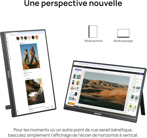 VENDU - ARZOPA Grand Moniteur Portable 17,3, IPS LED, 3ms, FHD, 60Hz, Compatible PC, PS5, SMARTPHONE