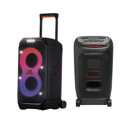JBL PARTYBOX STAGE 320, Enceinte Bluetooth, 240 W - Batterie intégrée - Effets lumineux - Prises micro/guitare - Bluetooth 5.4/USB/AUX - IPX4 - Poignée trolley + roulettes