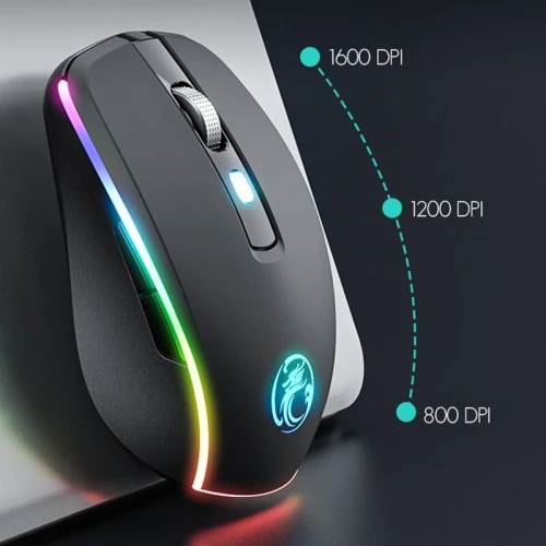 Souris Sans Fil Rechargeable USB Type-C RGB Silencieuse à 6 touches 2.4G