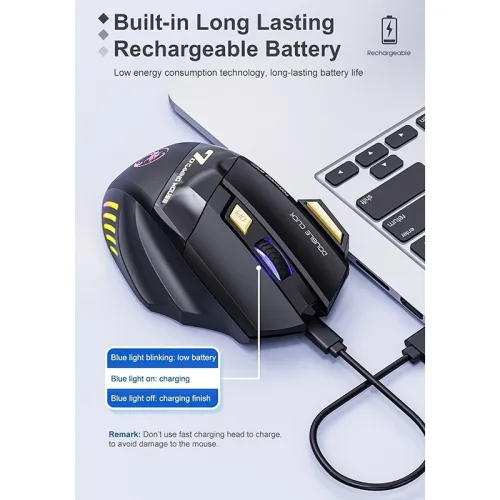 Souris Sans Fil Rechargeable USB Type-C RGB Silencieuse à 6 touches 2.4G
