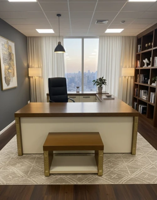 ENSEMBLE DE BUREAU EN PDF PLACAGE EN BOIS CHENE