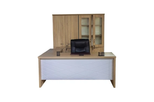 ENSEMBLE DE BUREAU PDG MDF ACAJOU