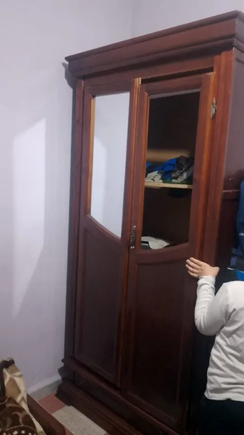 خزانة دات بابين  من الحطب الأحمر مستعملة ة ة بنسبة ستون بالمئة