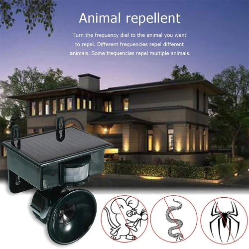 Répulsif Solaire Ultrason avec Détecteur de Mouvement - Anti Animaux & Oiseaux