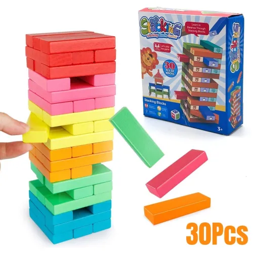 Jeu dÉquilibre 30 Pièces  Blocs Colorés à Empiler et Renverser