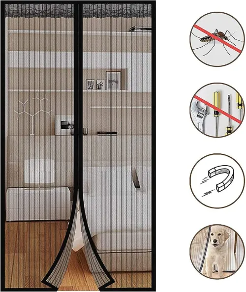 Moustiquaire rideau pour porte avec fermeture magnétique 100x210cm