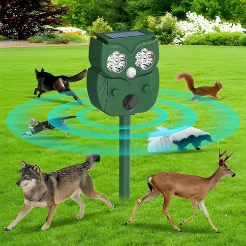 Appareil Répulsif Hibou à Énergie Solaire  Ultrasons Anti-Rongeurs et Oiseaux